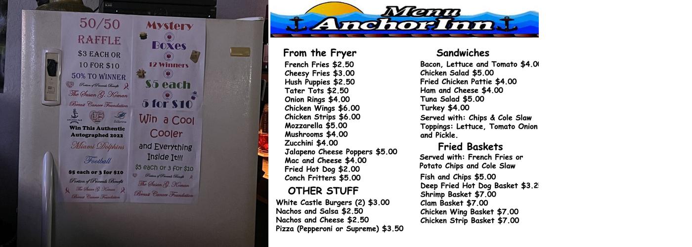 Anchor Inn Menu