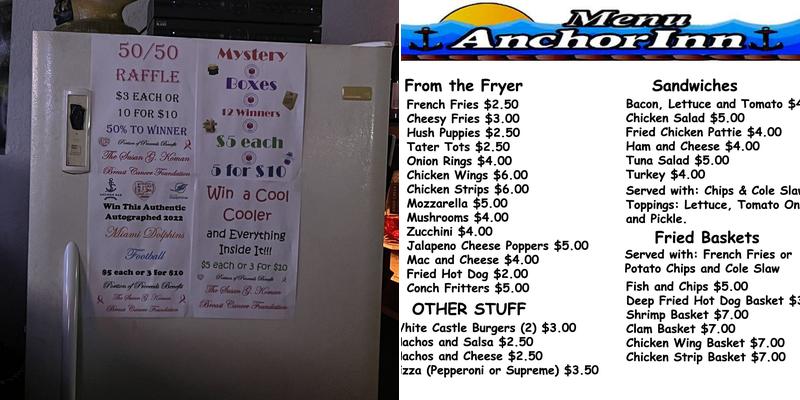 Anchor Inn Menu