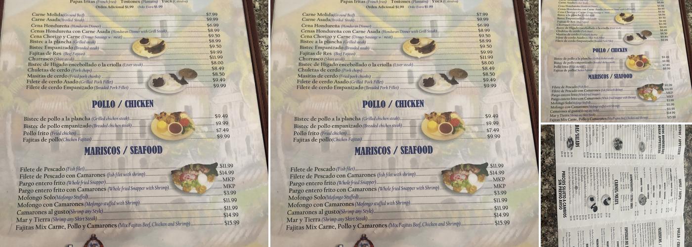 Los Catrachos Menu