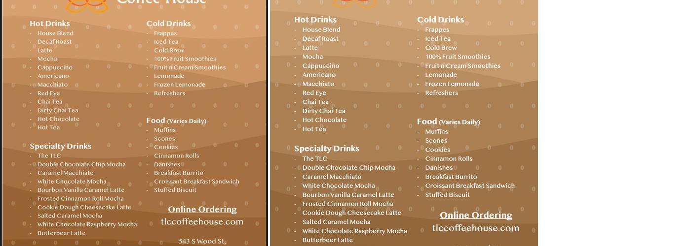 TLC Coffee House & Ice Cream Menu