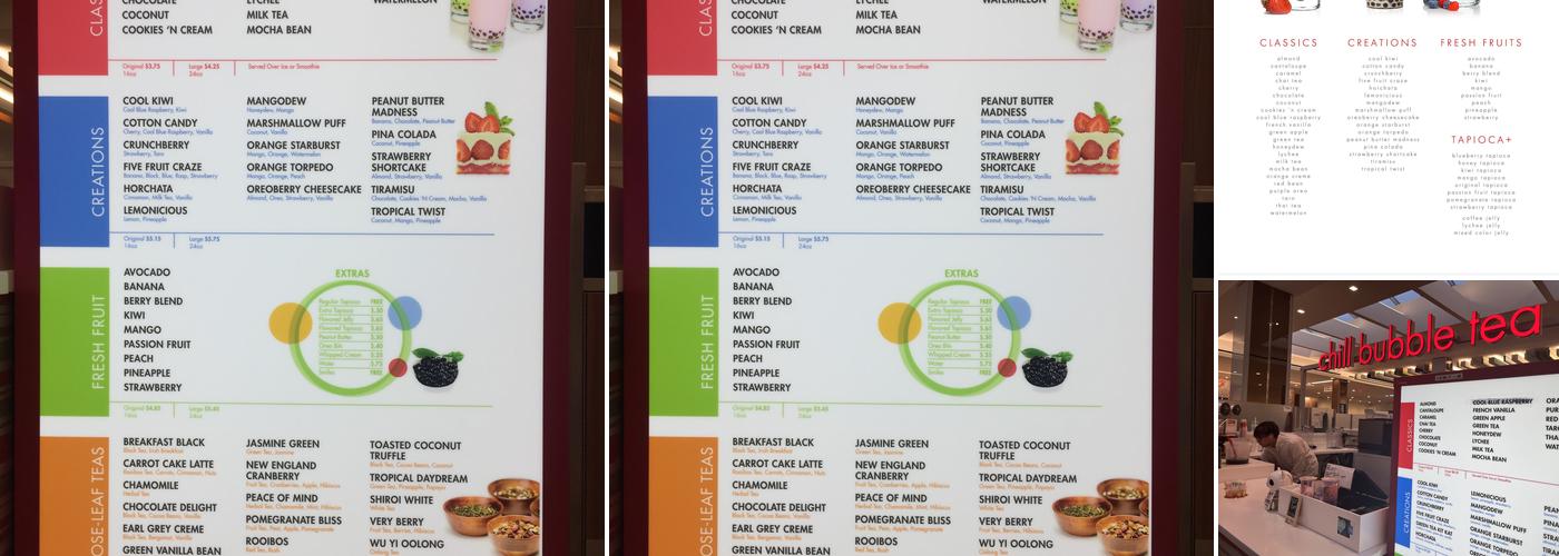 Chill Bubble Tea Menu