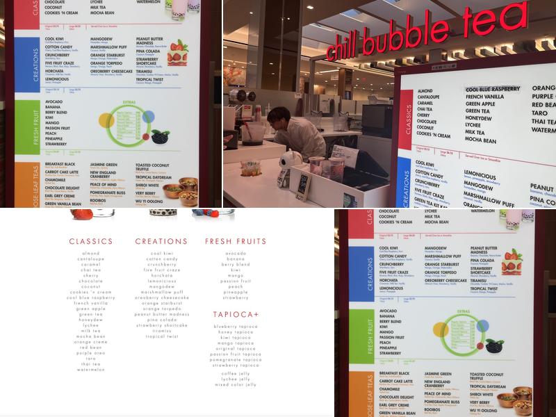 Chill Bubble Tea Menu