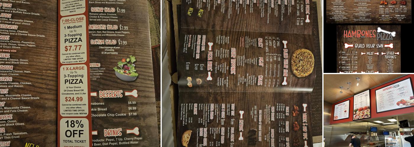 Hambones Pizza Menu