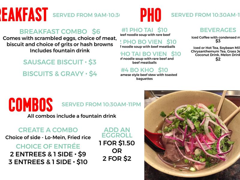 Pho Boy Asian Fusion Menu