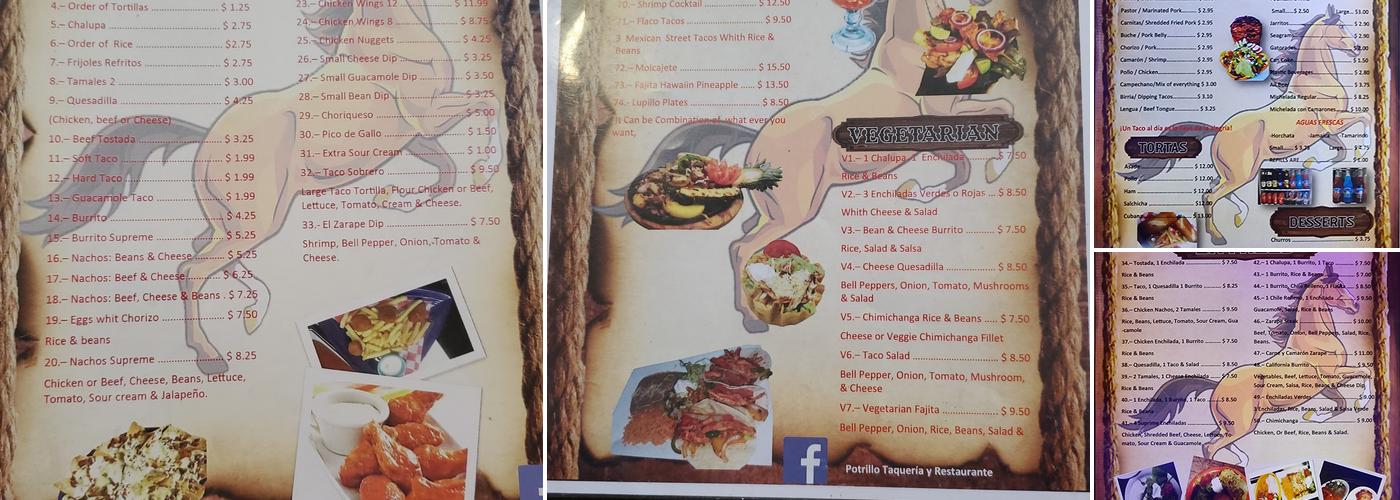 El Potrillo Menu
