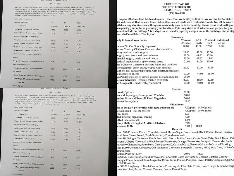 Cherries Two Go Menu