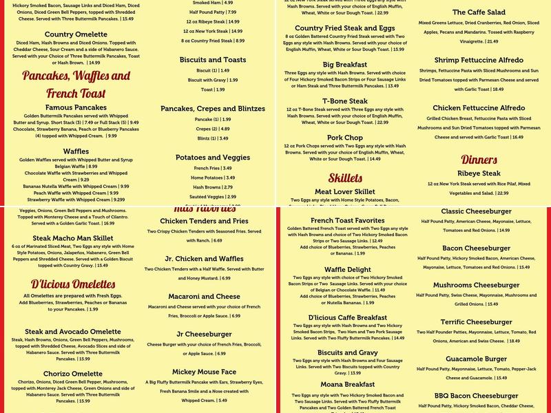 D’licious Caffe Menu