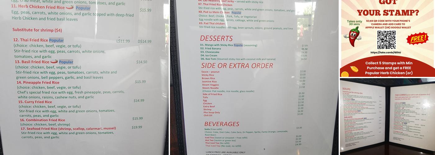 Chillicious Thai Menu
