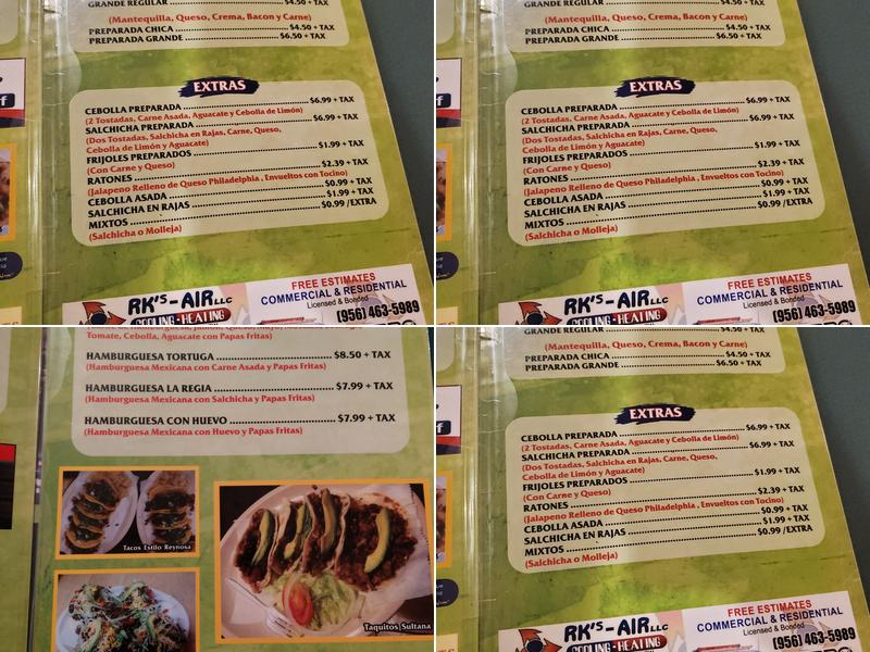 La Sultana Taqueria #2 Menu