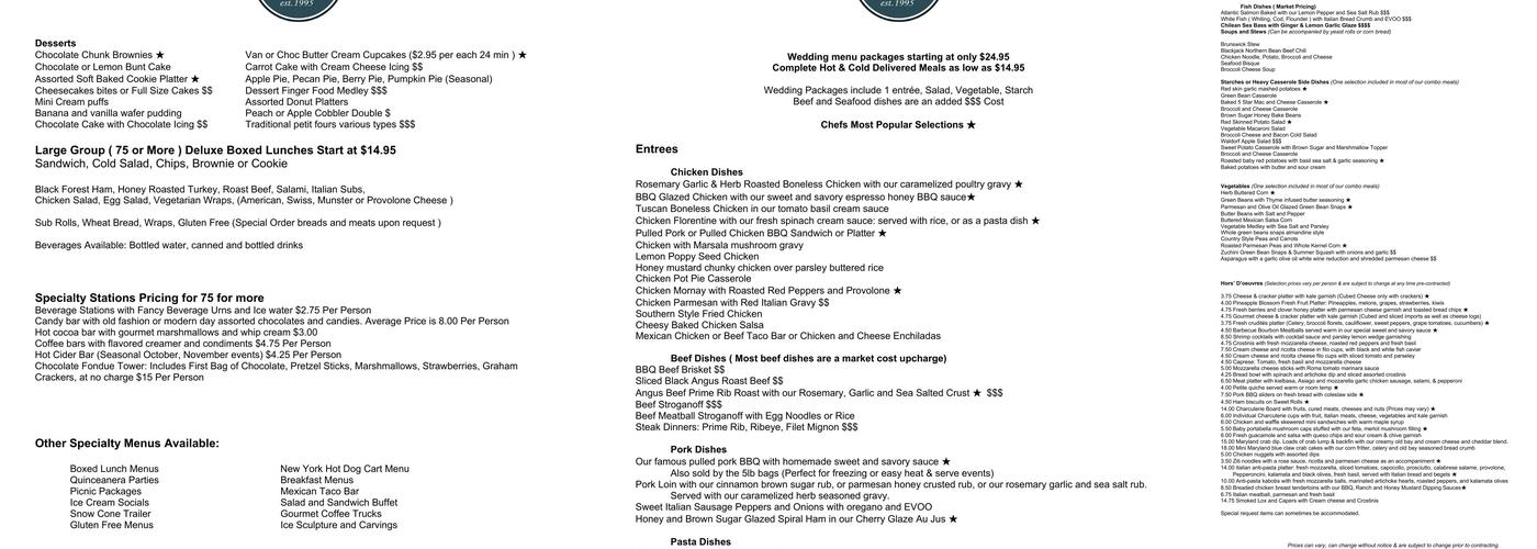 Innovative Catering Menu