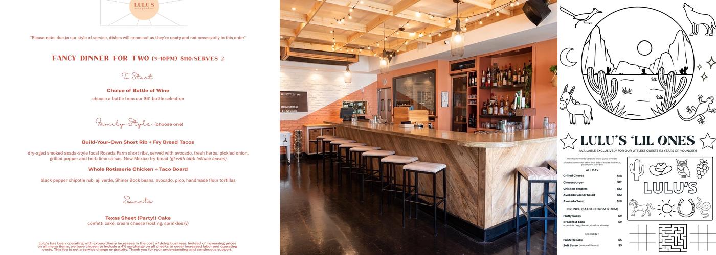 Lulu’s Wine Garden Menu