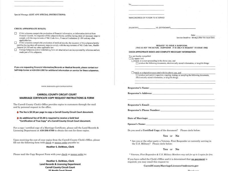 Carroll County Circuit Court Menu