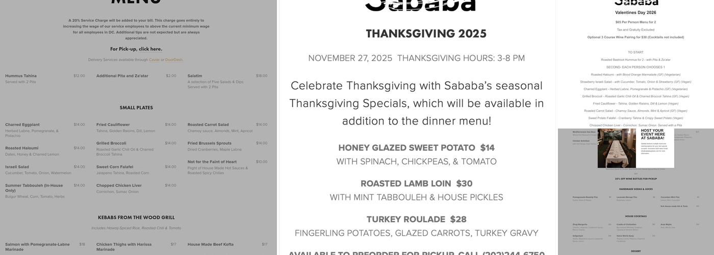 Sababa Menu