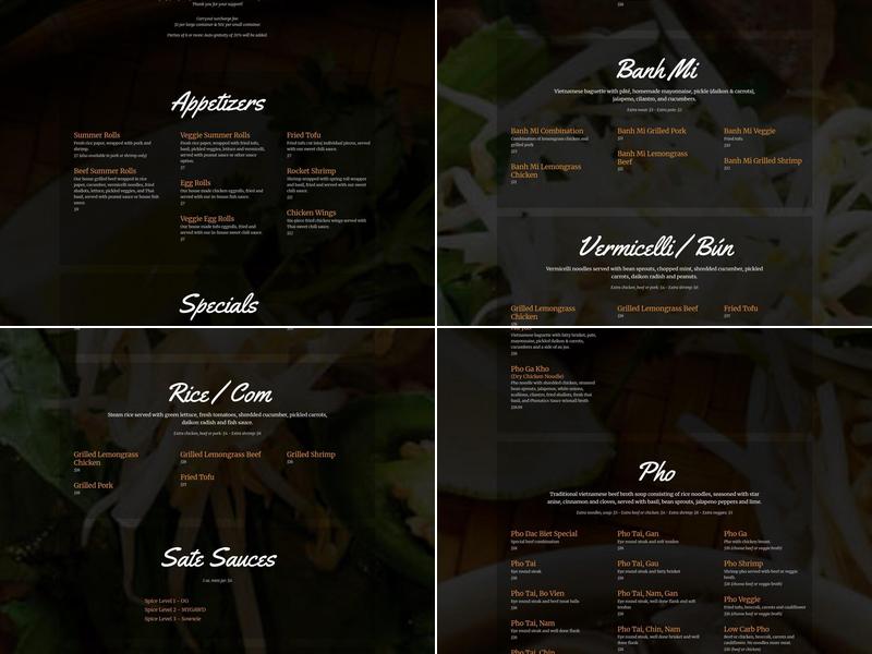 PhoNatics Noodle Bar Menu