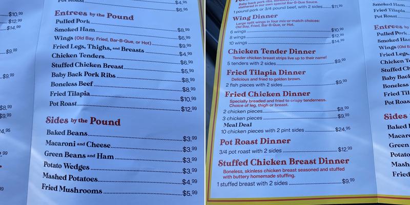 Beilers Barbeque Menu