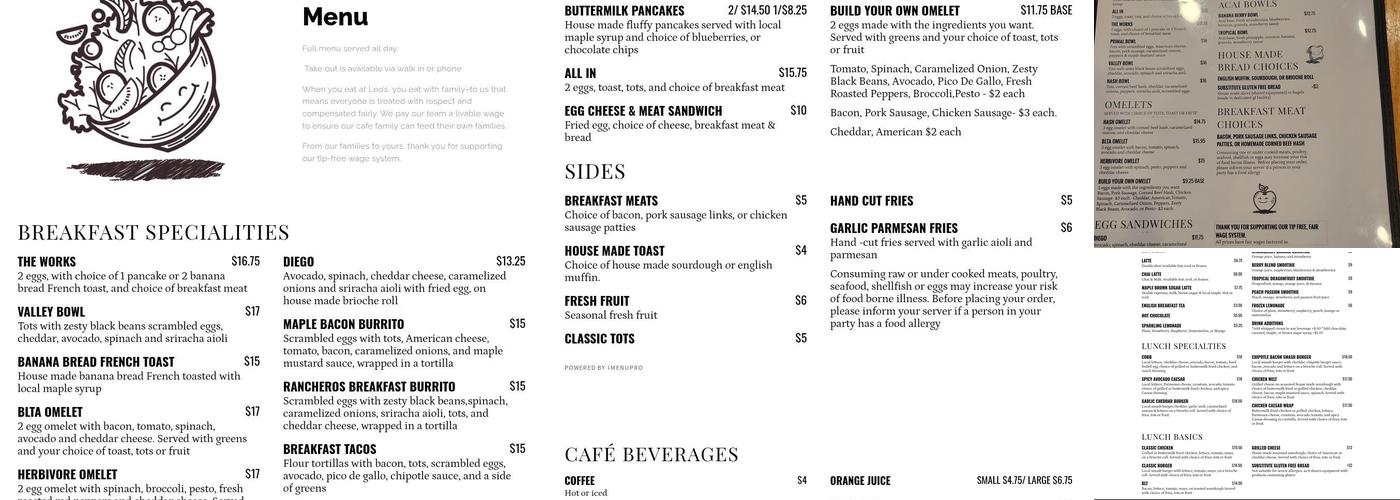 Leo's Table Menu