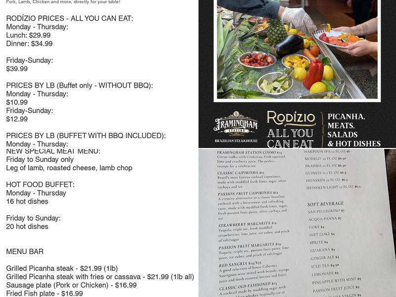 Framingham Station Brazilian Steakhouse Menu