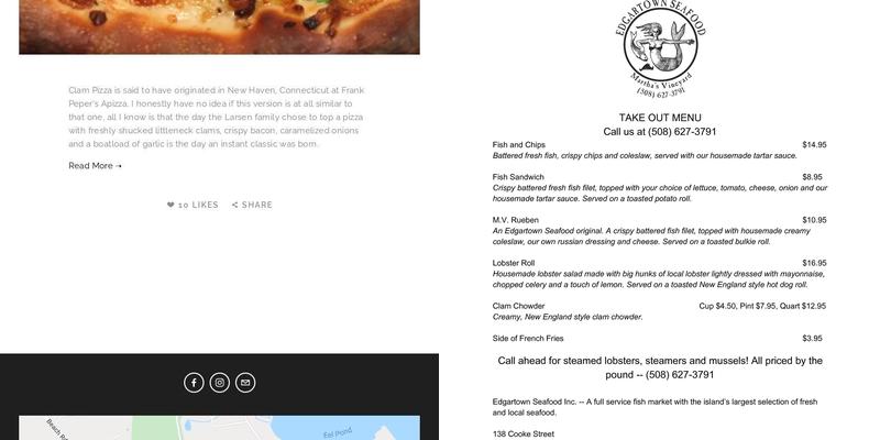 Edgartown Seafood Market Menu