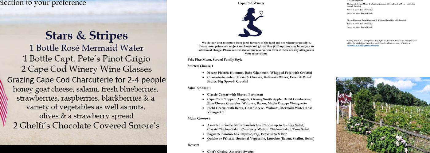 Cape Cod Winery Menu