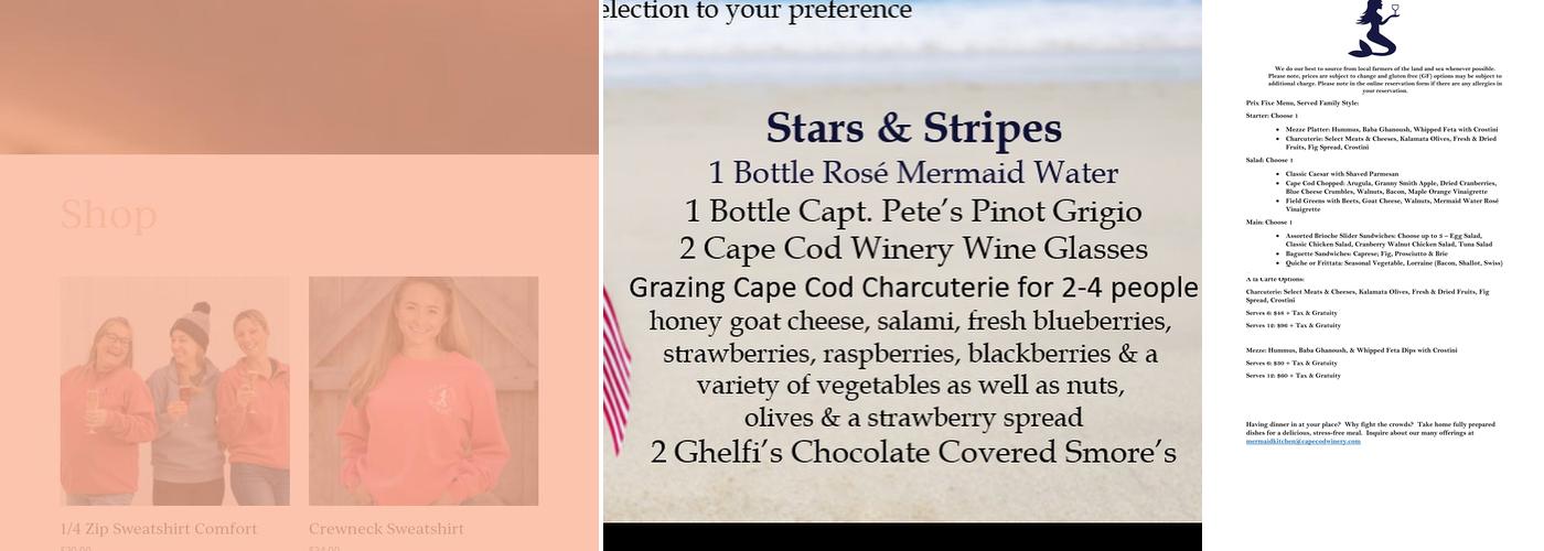 Cape Cod Winery Menu