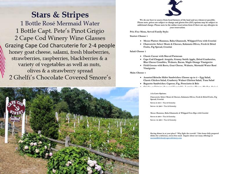 Cape Cod Winery Menu