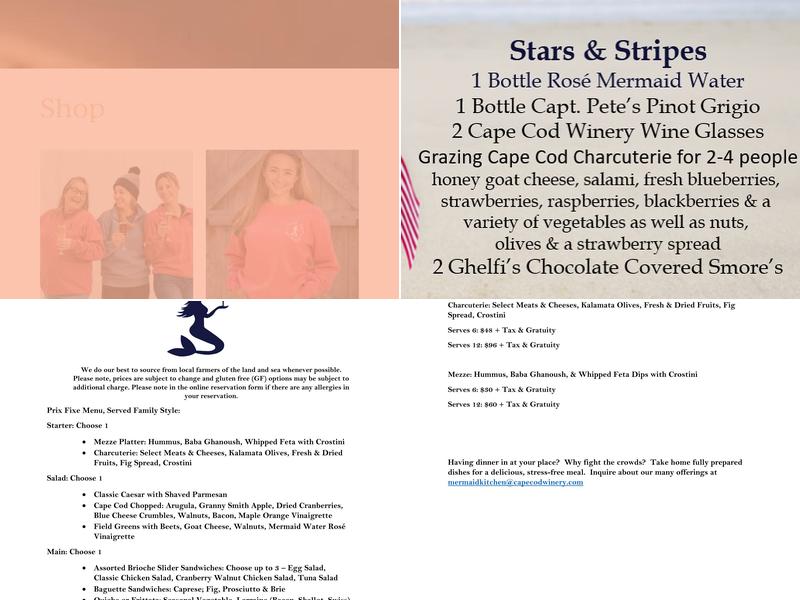 Cape Cod Winery Menu