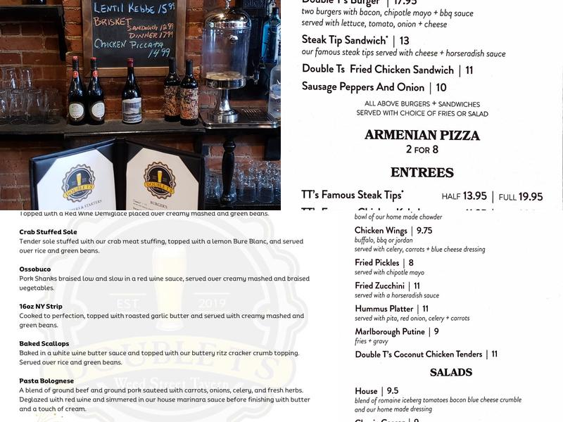 Double Ts Tavern Menu