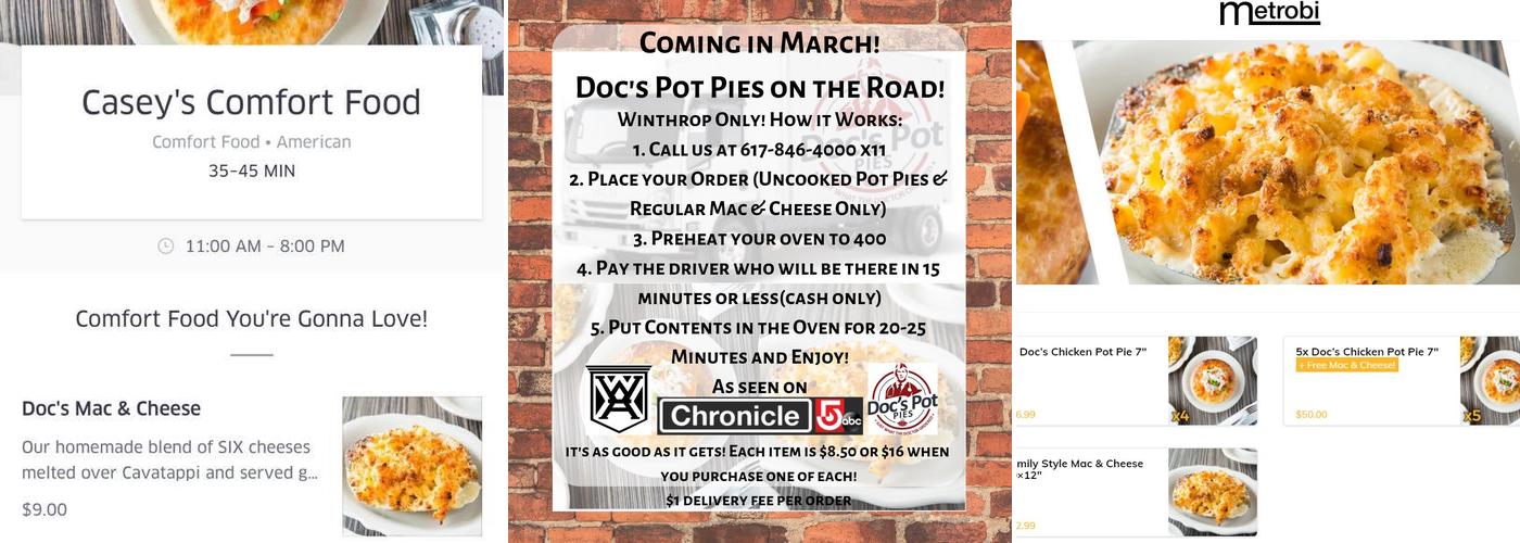 Doc's Pot Pies Menu