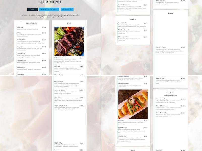 Roza Lyons Menu