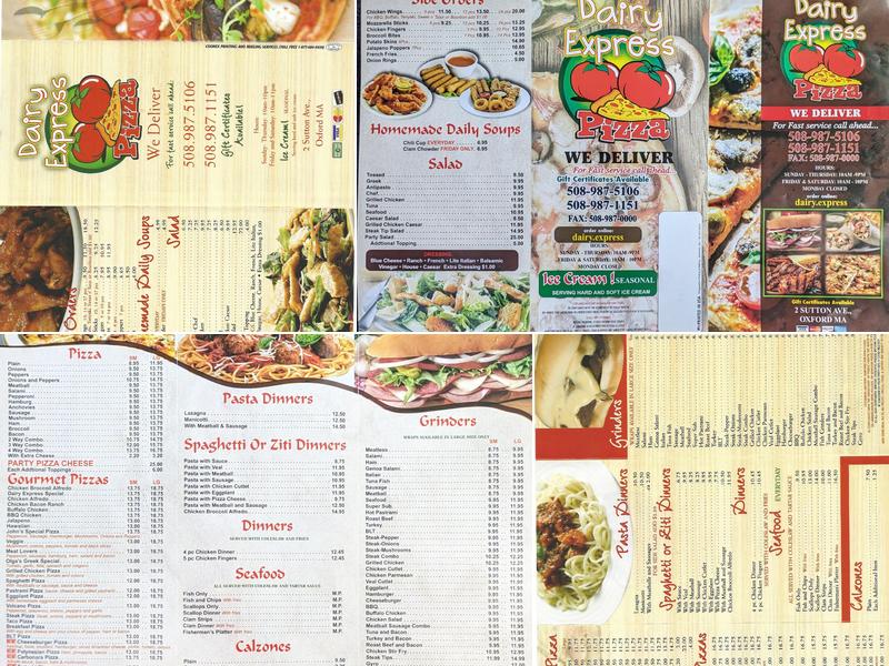 Dairy express Menu