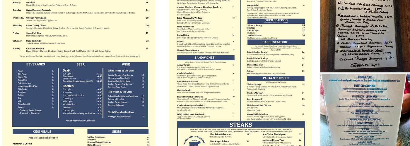 Longfellow's Pub Menu
