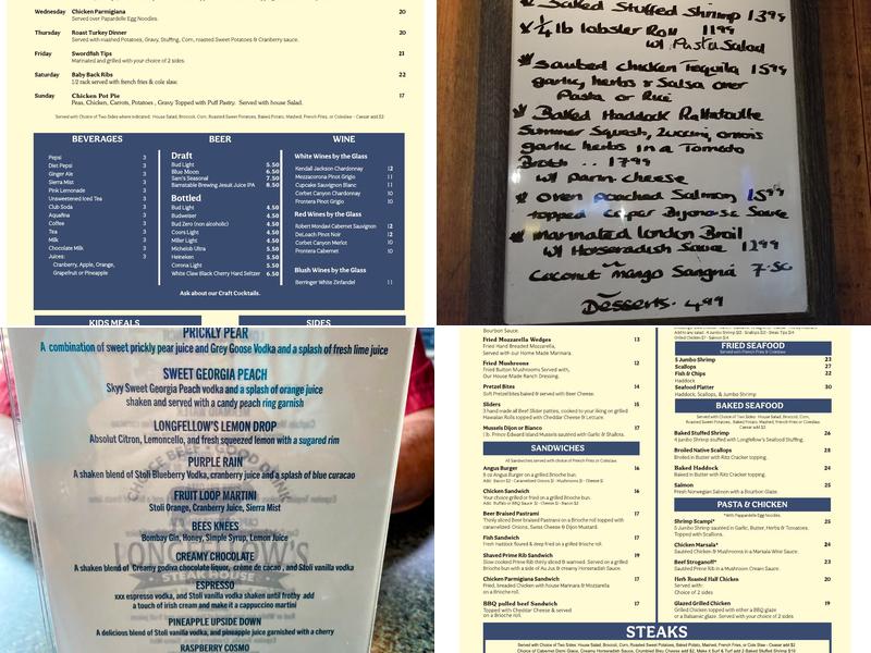 Longfellow's Pub Menu