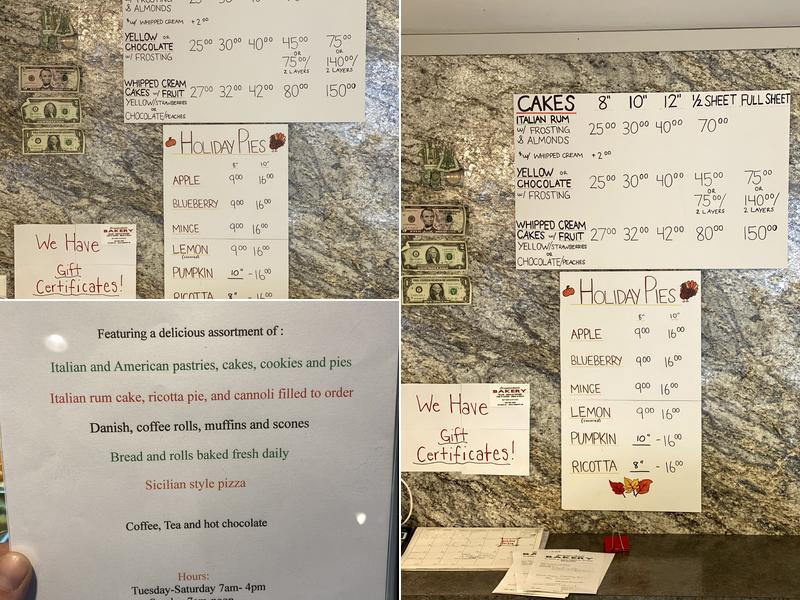 Scapicchio's Bakery Menu