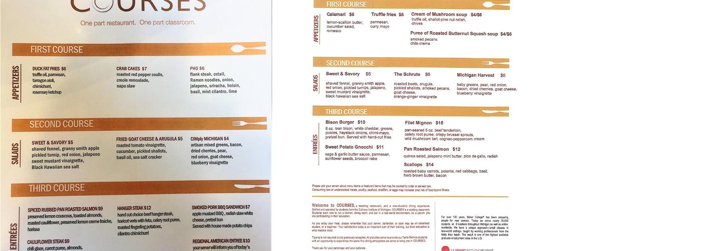 Courses Restaurant Menu