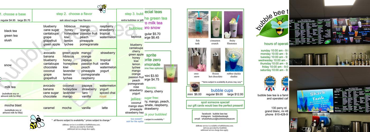 Bubble Bee Tea Menu