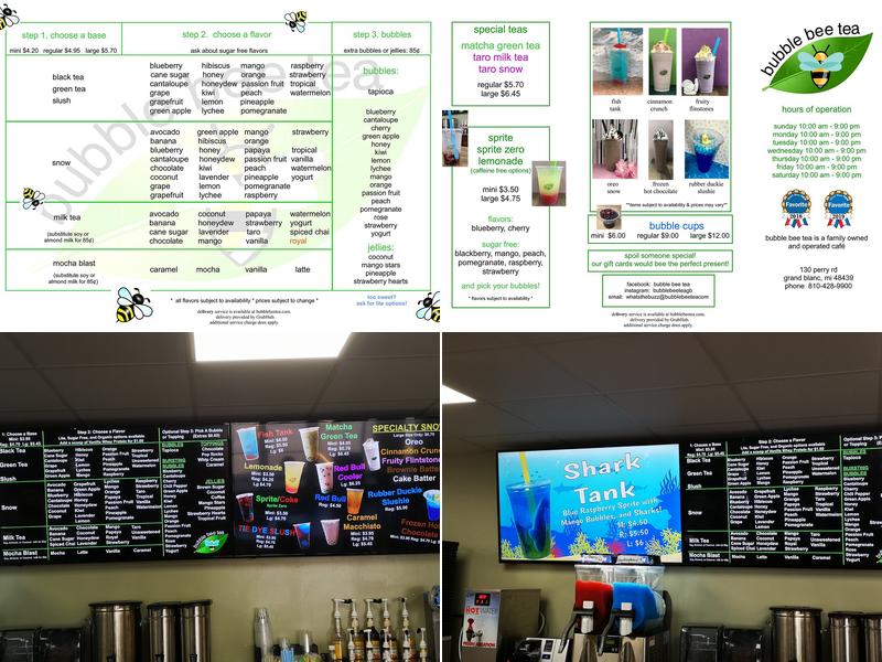 Bubble Bee Tea Menu