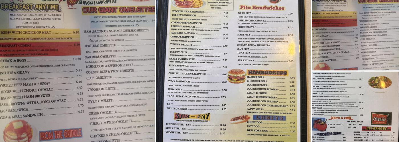 Ham Palace Menu