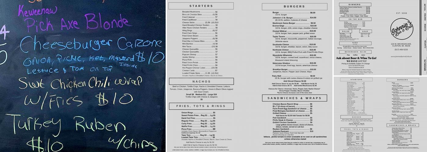 Johnnie's Bar & Grill - Clinton Menu
