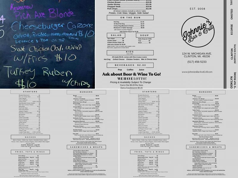 Johnnie's Bar & Grill - Clinton Menu