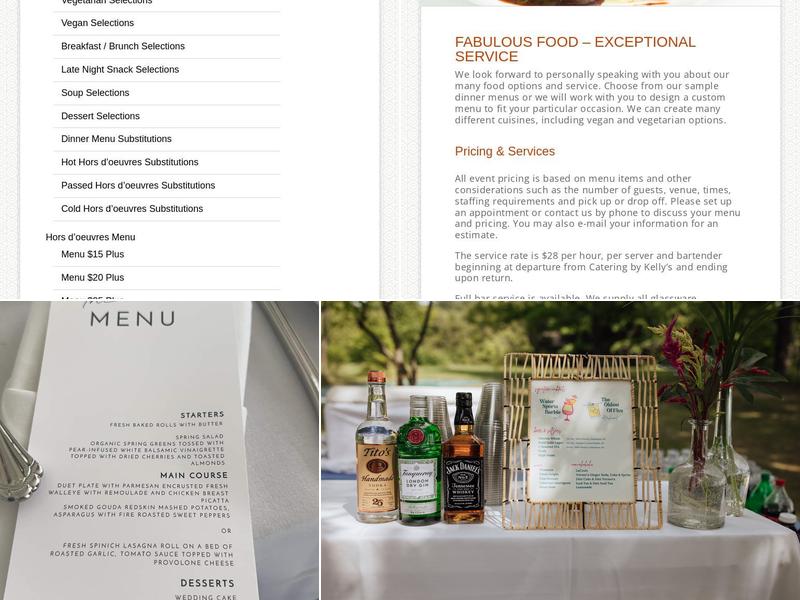 Catering By Kelly's Menu