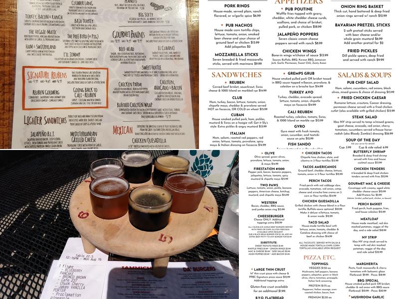 Paw Paw Brewing Co Menu