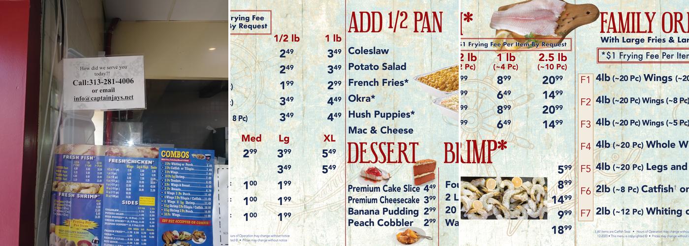 Captain Jay's Fish & Chicken Menu