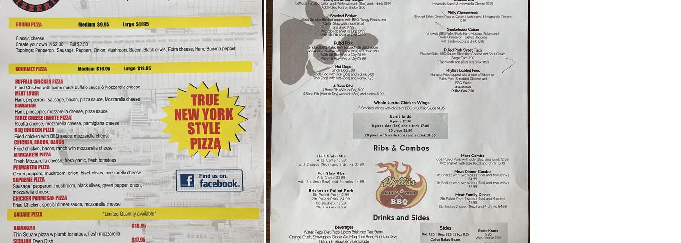 Phyllis's Backyard BBQ Menu