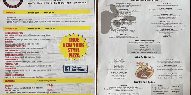 Phyllis's Backyard BBQ Menu