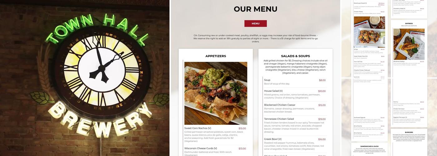 Town Hall Brewery Menu