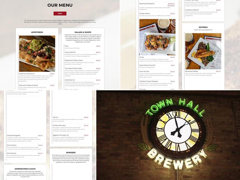 Town Hall Brewery Menu