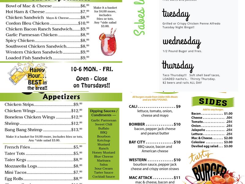 Sabes Loft Menu