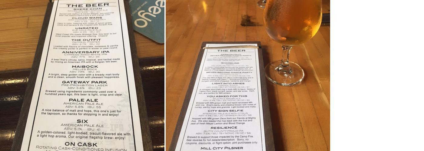 Padraigs Brewing Menu