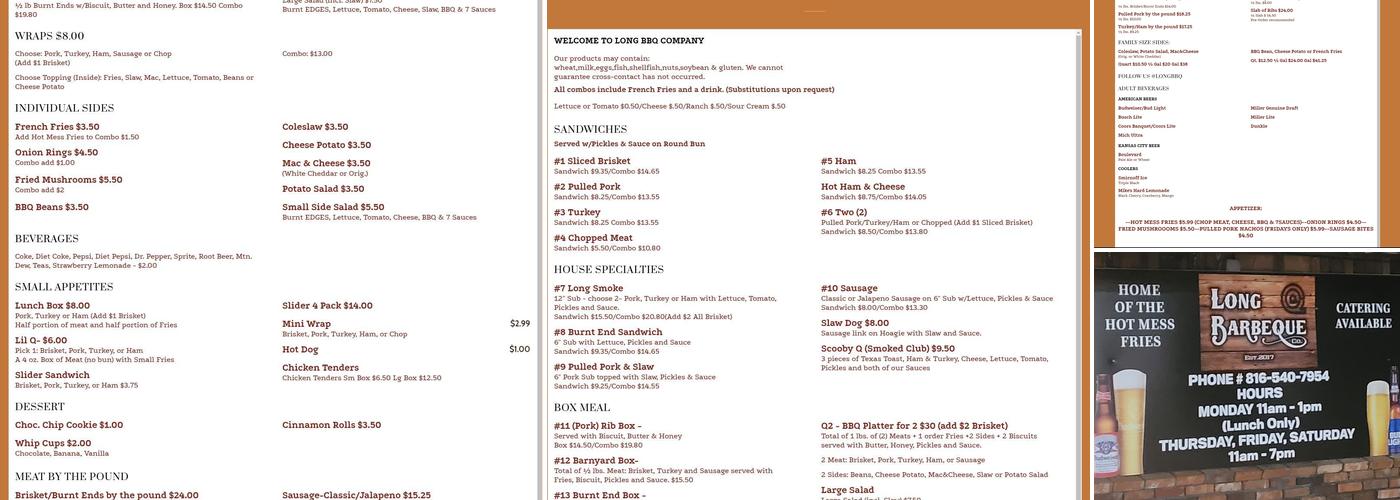Long Barbeque Company Menu