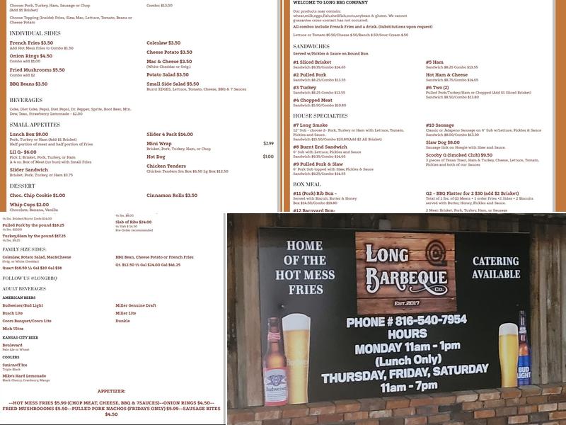 Long Barbeque Company Menu